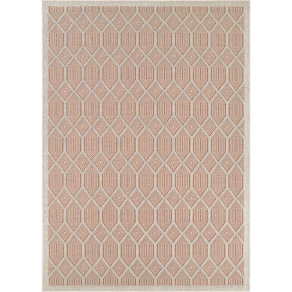 Couristan Liguria Indoor/Outdoor Rug - Rapallo/Umber features a repeating diamond-shaped geometric pattern in warm umber and ivory tones
