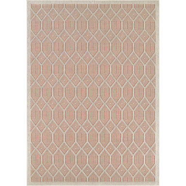 Couristan Liguria Indoor/Outdoor Rug - Rapallo/Umber features a repeating diamond-shaped geometric pattern in warm umber and ivory tones