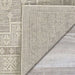 Couristan Liguria Indoor/Outdoor Rug - Sarzana/Dove Grey corner flipped over to reveal its underside and weave