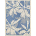 Couristan Monaco Indoor/Outdoor Rug - Coastal Flora/Ivory-Sapphire full view highlights its tropical leaf design in ivory and blue tones