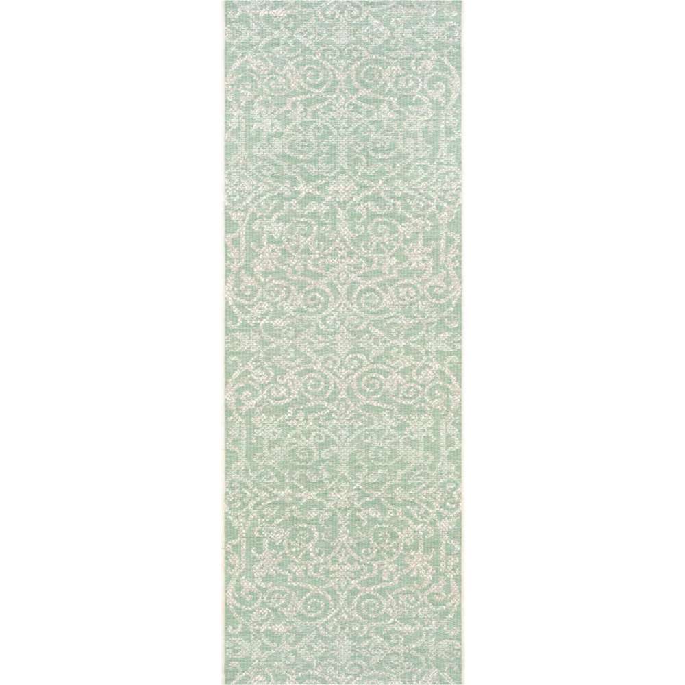 Couristan Monaco Indoor/Outdoor Rug - Summer Quay/Ivory-Light Green is shown in a long rectangular runner style