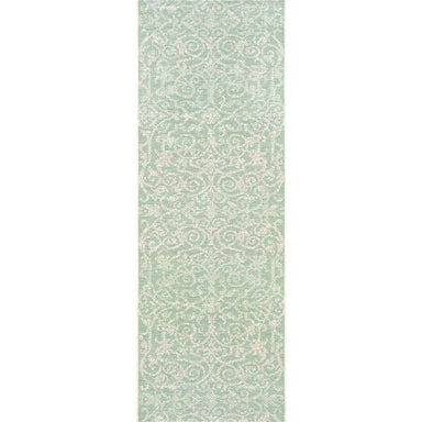 Couristan Monaco Indoor/Outdoor Rug - Summer Quay/Ivory-Light Green is shown in a long rectangular runner style