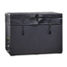 Covered with a black insulated lid secured by two straps, Golden Designs Dynamic Cold Therapy Cuboid 304 Nano-Coated Stainless Steel Cold Plunge Tub XL is shown from the front