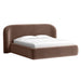 Crate & Barrel Adelaide Curved Upholstered Bed shown in a three-quarter front view with a rounded headboard and fully upholstered frame