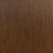Crate & Barrel Baylor Brown Ribbed Solid Oak Wood Bed features a close-up of its dark brown ribbed solid oak wood grain with a rich natural finish
