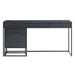 Crate & Barrel Casement 60" Black Metal Desk with File Cabinet paired with a matching black storage cabinet to create an extended workspace
