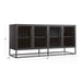 Crate & Barrel Casement 66" Black Credenza dimensions are shown as 66 inches wide, 22 inches deep, and 31 inches high