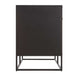 Crate & Barrel Casement 66" Black Credenza is shown from the side, highlighting its clean panel design and open metal base