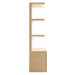 Crate & Barrel Coast 40" Whitewashed Oak Open Storage Bookcase shown from the side, highlighting its slim profile and open shelf design