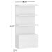Crate & Barrel Coast 40" Whitewashed Oak Open Storage Bookcase with dimensions showing an 82.25-inch tall design, 39.75-inch width, and 19-inch depth