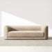 Crate & Barrel Contour Sofa displayed on a woven rug with curved arms, a deep seat, and a clean modern silhouette