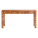 Crate & Barrel Emerson 60" Mappa Burl Desk shown from the front with a smooth burl wood finish, rounded corners, and three slim drawers