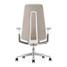 Crate & Barrel Haworth Fern Upholstered Beach Office Chair shown from the back with its tall upholstered backrest and visible flexible support frame