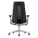 Crate & Barrel Haworth Fern Upholstered Coal Office Chair shown from the back with its tall upholstered backrest and visible flexible support frame