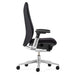 Crate & Barrel Haworth Fern Upholstered Coal Office Chair shown in side profile with a slim backrest, padded seat, adjustable armrests, and rolling base