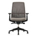 Crate & Barrel Haworth Soji Upholstered Clay and Mesh Office Chair front view highlights the ergonomic mesh back, upholstered seat, and rolling base