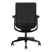 Crate & Barrel Humanscale® Smart Ocean Blue Wool Office Chair shown from the rear with a full view of the mesh back and five-wheel rolling base