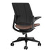 Crate & Barrel Humanscale® Smart Ocean Brown Twill Office Chair shown from the back with a black mesh backrest, brown fabric seat, and rolling base