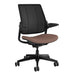 Crate & Barrel Humanscale® Smart Ocean Brown Twill Office Chair shown from the front at an angle with a breathable mesh back and padded brown seat