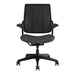 Crate & Barrel Humanscale® Smart Ocean Grey Wool Office Chair shown from the front with a black mesh back, grey wool seat, and caster wheels