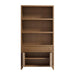 Crate & Barrel Keane 40" Driftwood Storage Bookcase with cabinet doors open, showing interior shelf storage