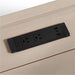 Crate & Barrel Keane 48" Weathered Natural Wood Desk with Outlets close-up of built-in power outlets and USB charging ports