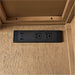 Crate & Barrel Keane 65" Solid Driftwood Desk with Outlets close-up of the built-in power outlets and USB charging ports