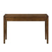 Crate & Barrel Morris 48" Chocolate Brown Writing Desk shown from the back, highlighting its clean lines, wood grain, and tapered legs