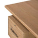 Crate & Barrel Sedgwick Solid Oak Wood Desk with Storage features a pull-out keyboard tray beneath the spacious oak desktop