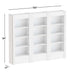 Crate & Barrel Siena 102" Wood 4-Shelf Storage Bookcase with Drawer, Set of 3 dimensions showing a triple bookcase set measuring 102 inches wide 84 inches high and 17 inches deep