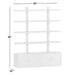 Crate & Barrel Steppe 68" Walnut Storage Bookcase Room Divider dimensions diagram shows the bookcase measuring 68 inches wide, 86 inches high, and 18 inches deep