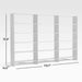 Crate & Barrel Terrazza 114" Natural Solid Oak Wood 5-Shelf Bookcases, Set of 3 shown with overall dimensions of 113.7 inches wide, 14.5 inches deep, and 75.9 inches high