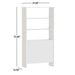Crate & Barrel Terrazza 38" Natural Solid Oak Wood 2-Shelf Storage Bookcase Cabinet with dimensions labeled, showing its height, width, and depth