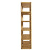 Crate & Barrel Thomas Barley Oak Wood Wide Open Bookcase/Room Divider shown from the side, highlighting its slim profile and evenly spaced open oak shelves