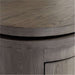 Crate & Barrel Twist 64" Grey Ash Rotating Large Desk with Storage close-up highlighting the grey ash wood grain and rounded desktop edge