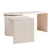 Crate & Barrel Twist 64" Whitewashed Ash Rotating Large Desk with Storage displayed with its rotating extension partially extended for extra workspace