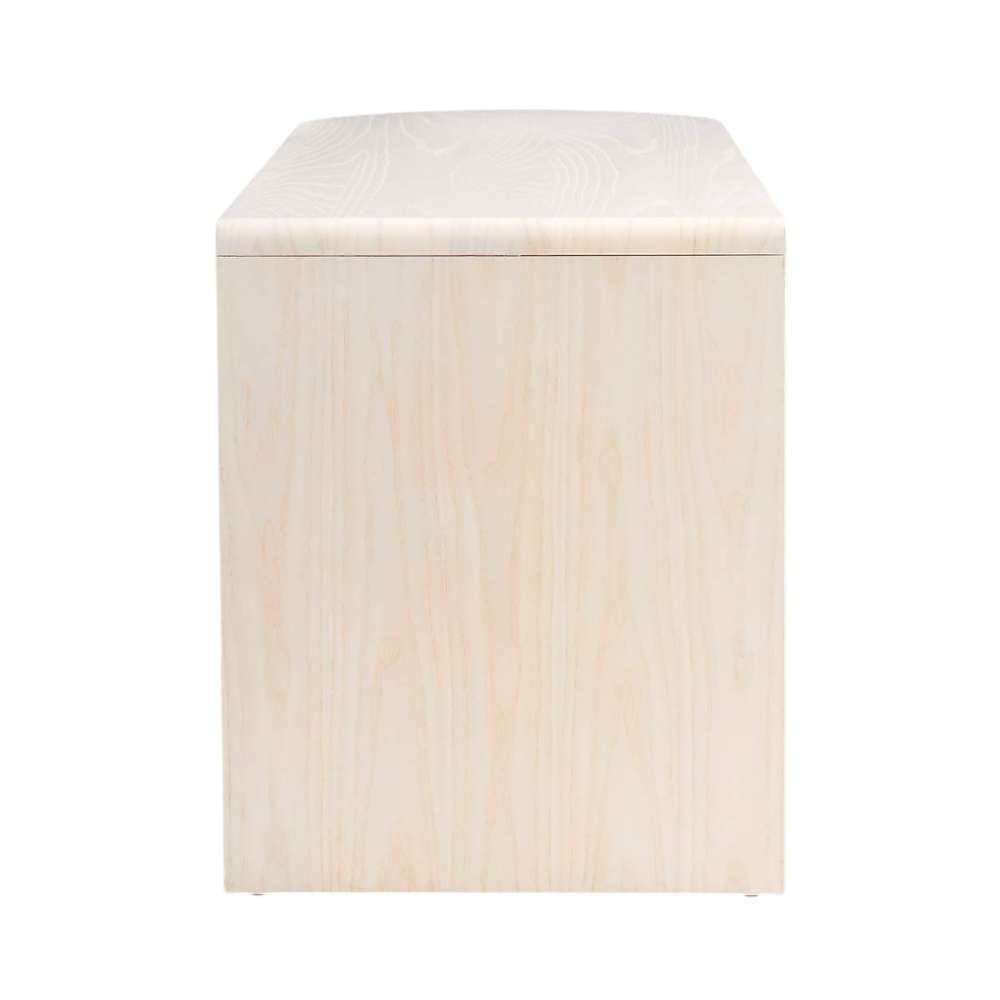 Crate & Barrel Twist 64" Whitewashed Ash Rotating Large Desk with Storage side view showcasing its clean lines and rotating desk extension