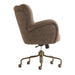 Crate & Barrel Wright Wingback Upholstered Office Chair shown from the side, highlighting its curved wingback, rounded armrest, textured upholstery, and rolling caster base