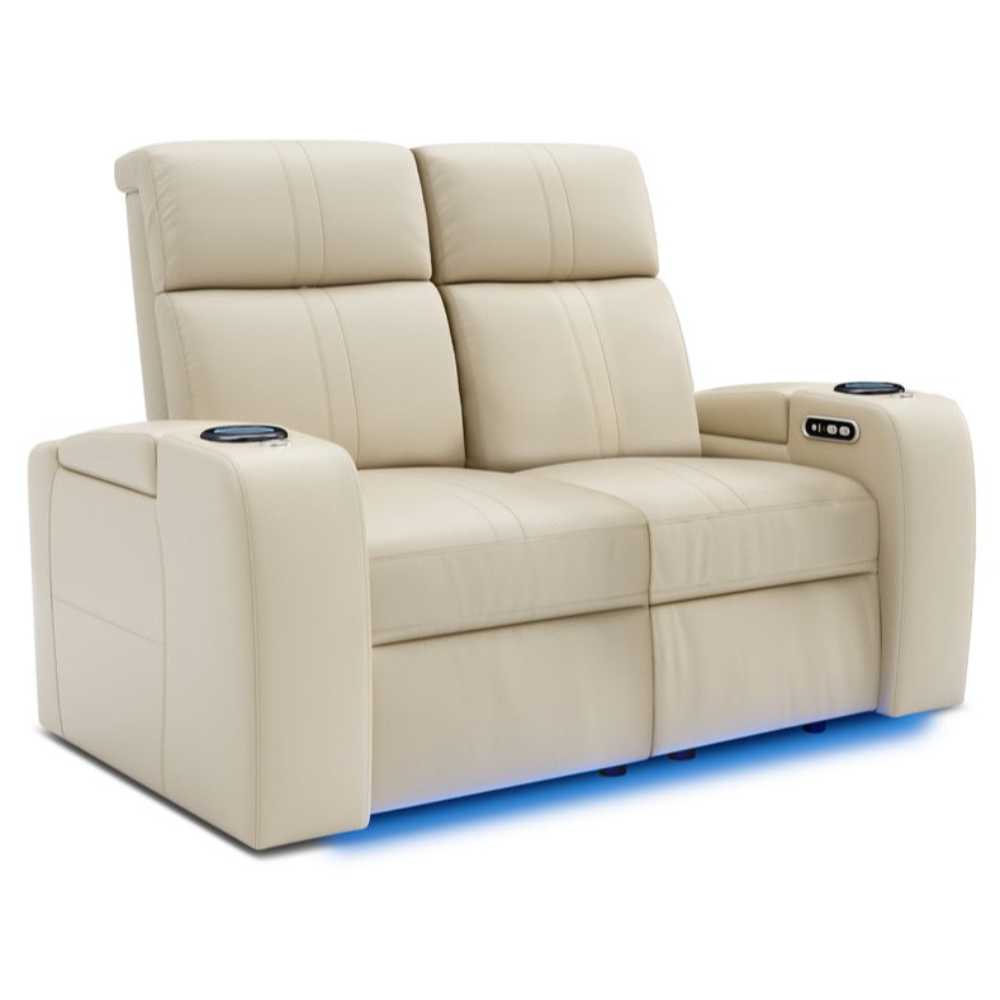 Cream Valencia Natalie Home Theater Seating Row of 2 Loveseat Width 62 Height 43 Depth 42