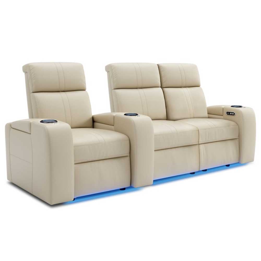 Cream Valencia Natalie Home Theater Seating Row of 3 Loveseat Right Width 93 Height 43 Depth 42