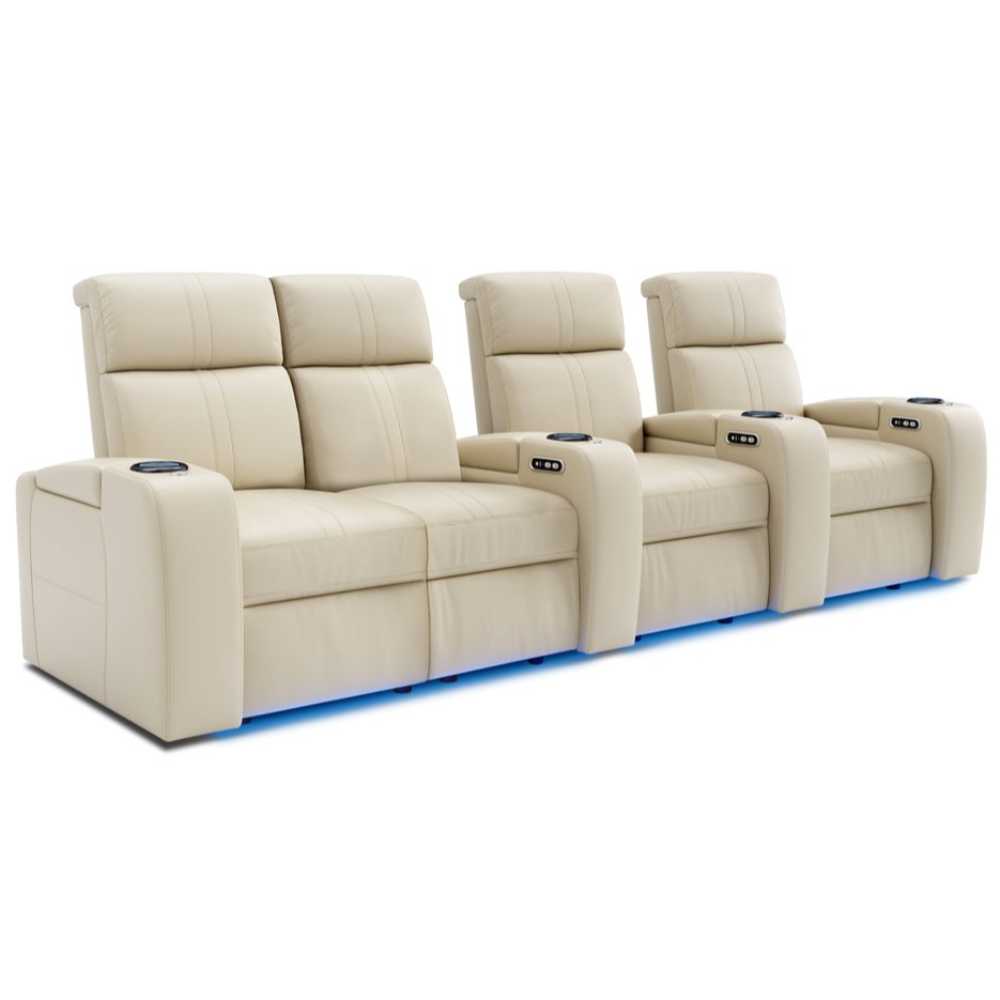 Cream Valencia Natalie Home Theater Seating Row of 4 Loveseat Left Width 124 Height 43 Depth 42