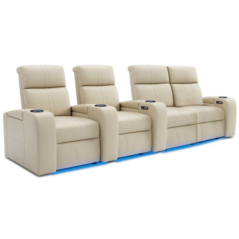 Cream Valencia Natalie Home Theater Seating Row of 4 Loveseat Right Width 124 Height 43 Depth 42