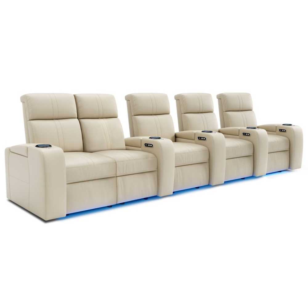 Cream Valencia Natalie Home Theater Seating Row of 5 Loveseat Left Width 155 Height 43 Depth 42