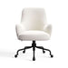 Creme Covet Velvet Crate & Barrel Bellevue Upholstered Office Chair in smooth cream velvet with a cushioned seat and black rolling base