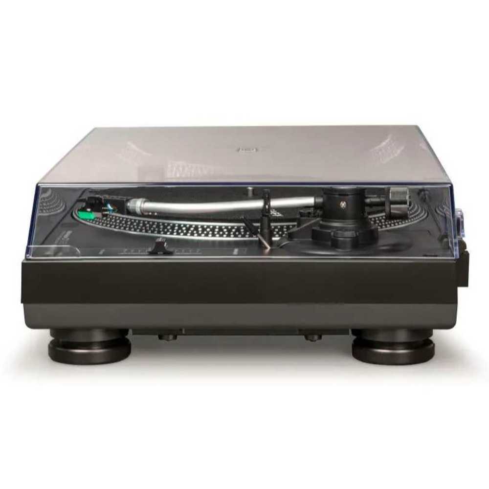 Crosley C100BT Bluetooth Turntable - Black is featured with a closed dust cover