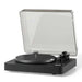 Crosley C300 Fully Automatic Turntable - Black is displayed at an angle with its dust cover open