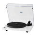 Crosley C6 Bluetooth Turntable - White is presented at an angled view, showcasing its clean white plinth and transparent dust cover