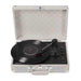 Crosley Cruiser Plus Portable Turntable with Bluetooth InOut - Almond Checkerboard is shown open with a vinyl record on its black turntable