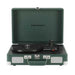 Crosley Cruiser Plus Portable Turntable with Bluetooth InOut - Emerald is showcased in an open position, revealing the turntable platter and built-in speakers