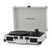 Crosley Cruiser Plus Portable Turntable with Bluetooth InOut - Exclusive White Farmhouse is shown open, showcasing its turntable platter and retro design